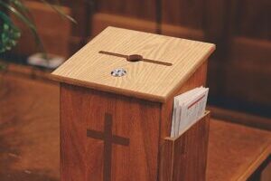 a wooden box sitting on top of a table